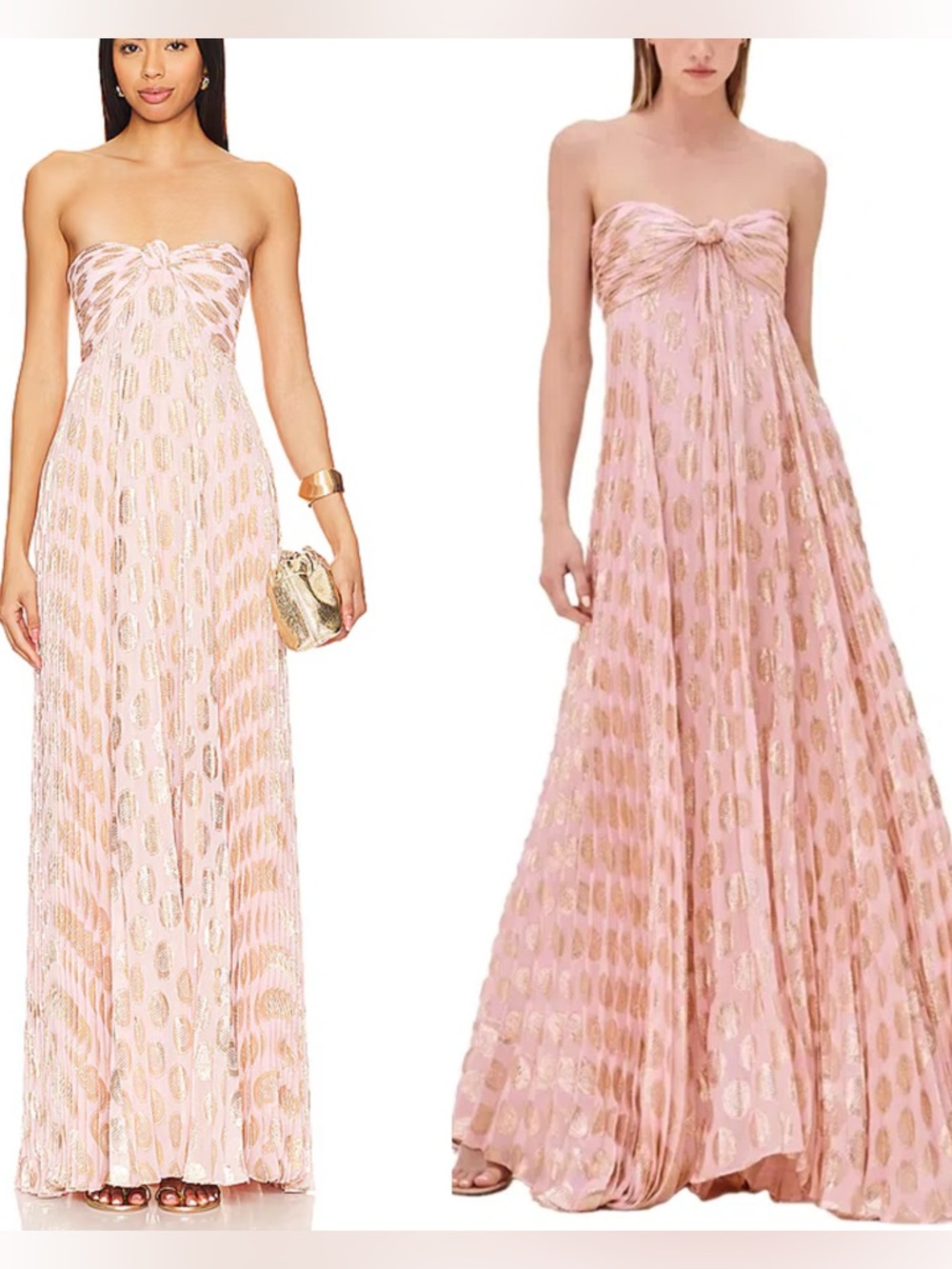Alexis Maryana Strapless Pleated Metallic Dress, S